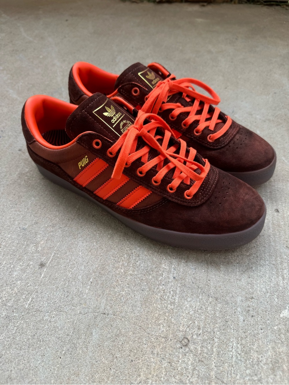 Adidas Puig Indoor Brown Orange Gum Suede Sneakers Size 10